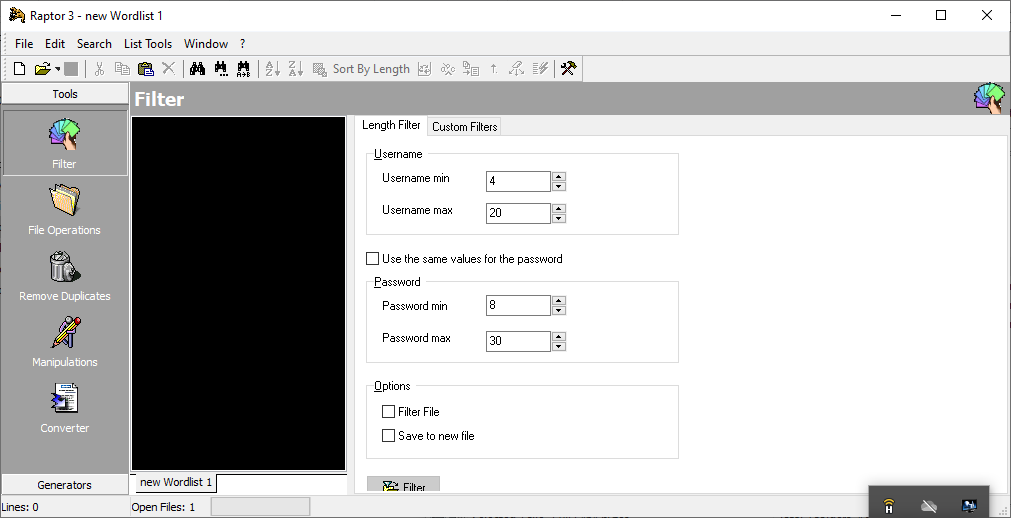 Raptor 3 Combo List Editor